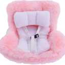 Car Safety Seat for Dolls, Pink Decorative Sofa Seat with Soft Furry Cushion and Headrest for Car Air Vents Decor to Display Doll Toy Ornaments Accessories