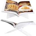 Transparent Clear Acrylic Book Holder 2 Piece Reading Stand for Open and Closed Books, MagazinesTextbooks Stand, Clear Book Holder for Kitchen Counter, Recipe Book Display Res