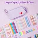 Pencil Case - 2-Layer Large Capacity Aesthetic Pencil Pouch with Strong Zipper, Handheld Stationery Organizer Pen Case with Compartments for College, office, Travel, for Women Men(Purple)