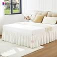 RIMELA White Bed Skirt Queen Size 15 Inch Drop, Wrinkle and Fade Resistant with Adjustable Elastic Belt Easy to Install Machine Washable Dust Ruffles Bedskirt for Matress Box Spring