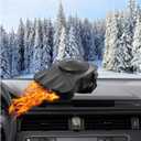Car Heater, 12V 150W 2 in 1 Portable Auto Windscreen Defrost Defogger with Rotating Base, Car Heating or Cooling Fan That Plugs into Cigarette Lighter for Car Sedan (Black, Normal)