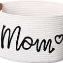 Meanplan Mom Birthday Gift Basket Empty with Handles Mom Mama Mother Cotton Rope Storage Basket Gift Bag Empty Storage Organizer Bin for Mama Mommy Nursery Home Birthday (15 x 10 x 9 Inches, Mother)