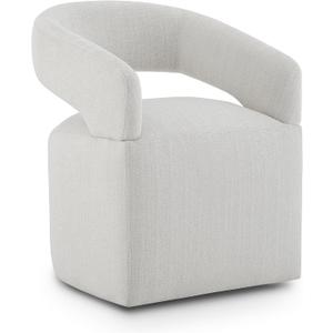 KISLOT Upholstered Dining Chairs Set of 1, Modern Rolling Dining Chairs with Hidden Casters, Arm Kitchen Chairs with Linen Look Fabric, Padded Barrel Chairs for Dining Room, Kitchen, Bedroom, Linen