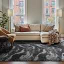 FinRec Area Rugs for Bedroom Living Room, 5x8 Feet Fluffy Shaggy Rug, Non-Slip Soft Shag Rug for Nursery Kids Room Dorm Room Home Decor, Indoor Plush Floor Carpet Waved Grey