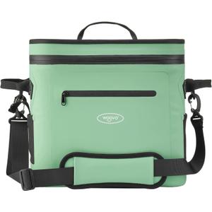 WOOVO 20 Can Cooler Bags Insulated, 100% Leakproof Design with Welded Seams, Soft-Sided Ice Chest for Camping, Picnic (Airtight Zipper, Adjustable Strap, Mesh Pockets, Bottle Opener)​ (Green)
