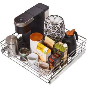 HOLDN STORAGE Pull Out Cabinet Organizer, Slide Out Drawer for Kitchen Cabinets & Pantry, Roll Out Shelf for Pots, Pans & Under Sink Storage, Heavy-Duty Full-Extension, 22" W x 21" D x 5" H