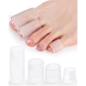 24PCS Silicone Toe Sleeves Protectors Gel Corn Pads Toe Tube Cushions with 4 Size, Soft Toes Covers for Women Men Pain Relief, Calluses, Blisters, Bunion, Hammertoes (24Pc, Silicone)