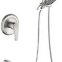 Tub and Shower Faucet Set Complete Dual Shower Head and Handheld 2 in 1 Combo Set Shower System with Tub Spout Tub and Shower Trim Kit Brushed Nickel