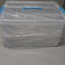 TERGOO 2 Layer Plastic Storage Containers with Lids, Multipurpose Clear Stack & Carry Box, Portable Craft Organizers and Storage Bin for Organizing Art & Craft, Sewing, Makeup, Nail Supplies (Blue)