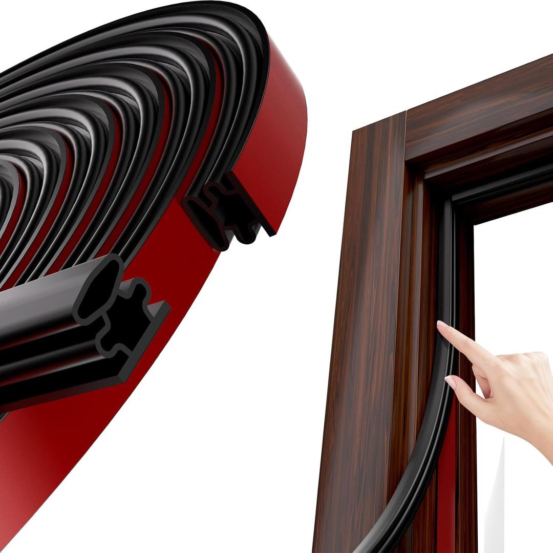 Black D-Shape Weather Stripping 40Ft Self-Adhesive Rubber Seal Strip for Doors & Windows  Soundproof Insulation Gap Blocker (Fits 0.30.4in Gaps)