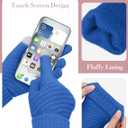 URATOT 4 Pack Winter Knitted Set Thick Knitted Beanie Hat Scarf Gloves Ear Warmer for Men or Women (Blue)