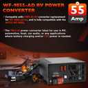 PM3-55 RV Power Converter 55 Amp, 110V to 12V DC Converter with Built-in 3-Stage Smart Battery Charger, Lithium Compatible, Adjustable 13–16.5V Output