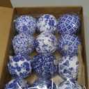Preboun 12 Pcs Christmas Chinoiserie Ball Ornaments Blue and White Chinoiserie Tree Decoration Christmas Tree Hanging Ornaments Fabric Wrapped Home Xmas Decor for Modern Party (Blue,2.76 Inch)