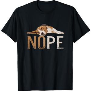 Nope Lazy Beagle Funny Dog Lover Vintage Cute Beagle Mom T-Shirt, Small