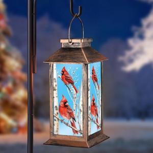 Solar Lanterns with Cardinal Theme Outdoor Waterproof Decorative Lights for Garden Birthday Gifts for Women, Mom, and Grandma Solar LED Hanging Lights for Yard, Patio, Lawn, and Porch(Tree Trunk)