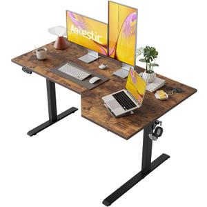 Agilestic Electric Standing Desk, L-Shaped 55 Inches Height Adjustable Desk, Sit and Stand up for Work Office Home, Ergonomic Rising Computer Table for Home Office with Splice Board, Rustic Brown