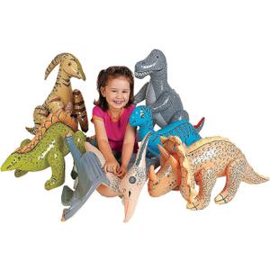 Fun Express Large Inflatable Dinosaur Set of 6 - Dinosaur Birthday Decorations for Boys & Girls | Party Favors & Dino Decor for Kids Birthday Party | Giant Blow Up Dinosaur Toys 27-30 Inch