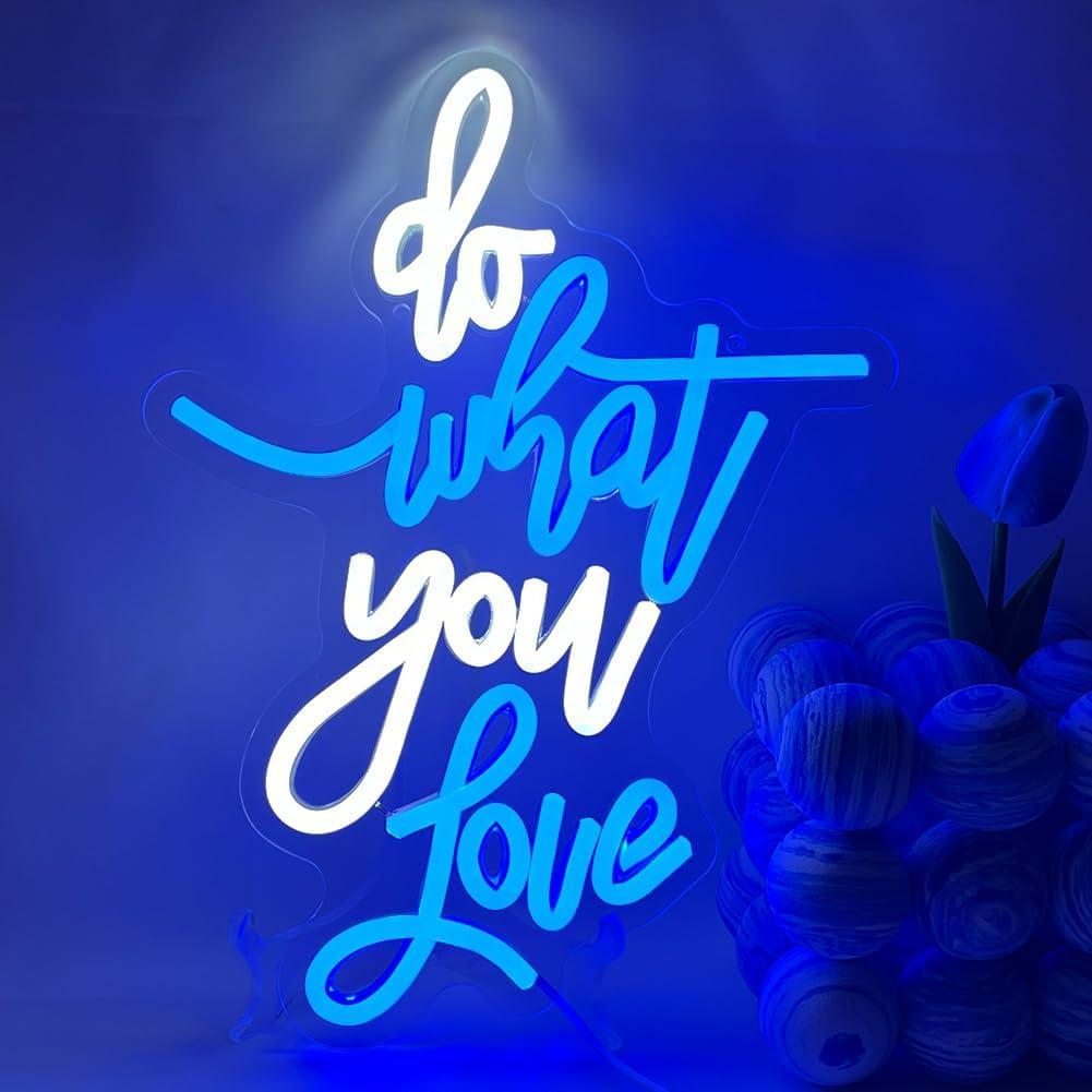 Do What You Love Neon Sign Blue White Led Neon Sign Words Neon Lights USB Powered Neon Wall Signs for Bedroom Neon Signs for Wedding, Engagement, Birhthday, Valentines Day Decor (do what you love)