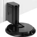 Mechanical Door Stopper with Adjustable Height - Windproof Heavy Duty Design, No Drilling Installation, with 3M Adhesive & Screws for All Floor Types (Matte Black)