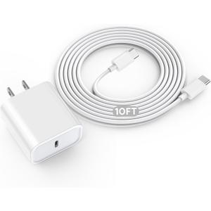 [Apple MFi Certified]10FT iPhone 17 Pro Max Charger Fast Charging 20W USB C Wall Charger Block Travel Adapter,10Foot Long USBC to USBC Cable Cord for iPhone 17/17 Air/16/16e/16 Pro/15 Plus/15 Pro/iPad