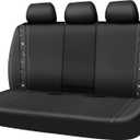 CAR PASS Bling Rhinestone Leather Back Seat Cover, Waterproof Bench Rear Seat Cover Shining Diamond Universal Fit Automotive Glitter Crystal Sparkle Strips for Kid Women Girl, Black Diamond