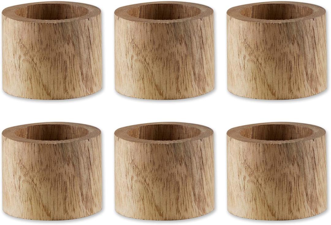 DII Basic Napkin Ring Collection, Decorative Rustic Farmhouse Style, Largest Set, Light Finish, 6 Piece