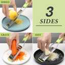 Cambom Lemon Zester Grater Three-piece Suit - Heavy Duty Kitchen Tool for Parmesan Cheese, Ginger, Garlic, Nutmeg, Chocolate, VegetablesFruitsStainless Steel Grater Dishwasher Safe Green (Set of 3)