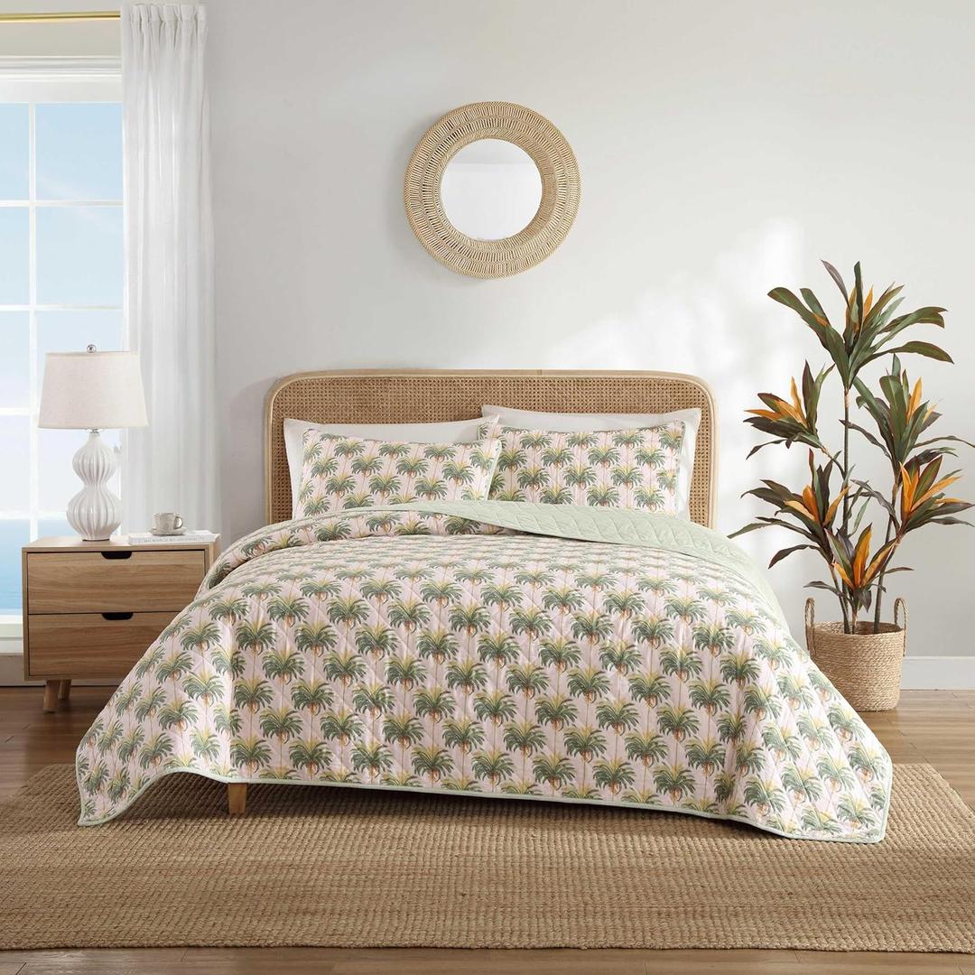 Tommy Bahama - King Quilt Set, Soft & Reversible Cotton Bedding Set, Lightweight for Year Round Use, 3 Piece with Matching Pillowcases (Santiago Pink)