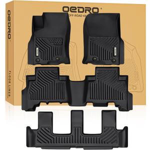 OEDRO Floor Mats for 2024-2013 Toyota 4Runner 7 Seater, Custom Fit TPE All-Weather 4Runner Car Mats Includes 1st, 2nd Row & 3rd Row Floor Liners, Black
