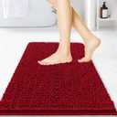 BOANKODU Bathroom Rugs 32x20, Extra Soft Absorbent Chenille Bath Rugs, PVC Backing Quick Dry, Machine Washable Bath Mats for Bathroom Floor, Tub and Shower, Home Decor Accessories, Burgundy