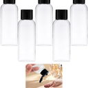 5 Piece Travel Bottles Set with Flip Cap, 60 ml Refillable Plastic Bottles, Empty Dispenser for Shampoo, Travel Size, Lotion, Essential Oils, Makeup Remover, Transparent and Leak-Proof