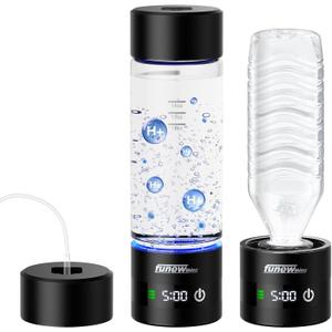 Hydrogen Water Bottle with LED Display, 3000ppb Portable Water Ionizer Machine with SPE/PEM Technology in 5-Minute Electrolysis, Rechargeable Hydrogen Rich Glass Cup for Home Office Travel & Fitness