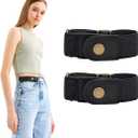 WERFORU No Buckle Stretch Side Belt For Women Elastic Belt for Jeans Pants Size: Pants Size 33"-50"
