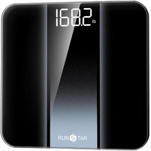 RunStar Digital Bathroom Scale for Body Weight with High Precision, Clear LED Backlight Display, Accurate Scale with 6mm Tempered Glass, 400lb, Silver