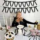 JeVenis Black Bow Garland Coquette Bows Banner for Birthday Bridal Shower Bachelorette Baby Shower