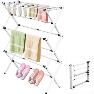 Foldable Clothes Drying Rack, Collapsible Laundry Drying Rack for Air Drying Clothing, Space-Saving Design for Indoor Outdoor Drying Rack Clothing (White)