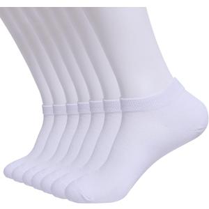 7 Pairs Thin Ankle Socks for Men Women Low Cut Short Sock Pack (White)