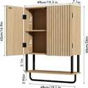RUSTOWN Fluted Bathroom Wall Cabinet with 2 Doors, 3-Tier Modern Farmhouse Medicine Cabinet, Over The Toilet Storage Cabinet with Adjustable Shelf and Towel Bar (Natural, Medium)