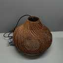 15in Rattan Light Fixture, 2-Light Wicker Woven Chandelier Rustic Pendant Lights Rattan Hanging Lamp for Kitchen Island Dining Room Yard Restaurant Garden Design