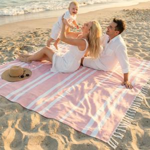 Beautiful Extra Large Beach Blanket with Tassels - Soft Oversized Turkish-Style Beach Towel for Relaxing Beach Days with the Whole Family - Lightweight Quick-Dry Picnic Blanket & Mat for Adults