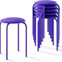 VECELO 6-Piece Stacking Stools, 17 Inch Standard Height, Padded Seat & Steel Legs, Portable Stackable Decoration Stools for School Classroom and Office Use, Purple, 11.7 inches x 11.7 inches x 17 inches