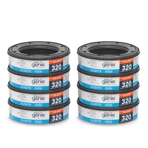 Diaper Genie Essentials Round Refill 8-Pack | Holds Up to 2560 Newborn Diapers | Features Unscented Continuous Film | Compatible with Diaper Genie Complete and Expressions Pails, 8 Count