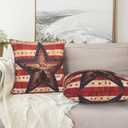 American Flag with Red Throw Pillow Covers 18 X 18 Inch Set of 2 Pillow Cases Decoration Cushion Cover for Sofa Bedroom Living Room Outdoor