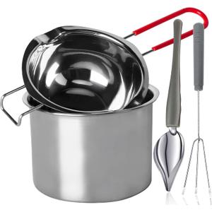 Stainless Steel Double Boiler Melting Pot with Heat Resistant Handle, Large Capacity Chocolate Melting Pot for Butter Candy Butter Cheese, Candle Making (600ML+1600ML)