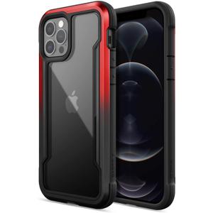 RAPTIC Shield Crystal Clear Case for iPhone 12 for iPhone 12 Pro, [10FT Mil-Grade Drop Protection], [Not Yellowing Tech], Durable Anodized Shockproof Aluminum Frame Slim 12/12 Pro Case, Black & Red