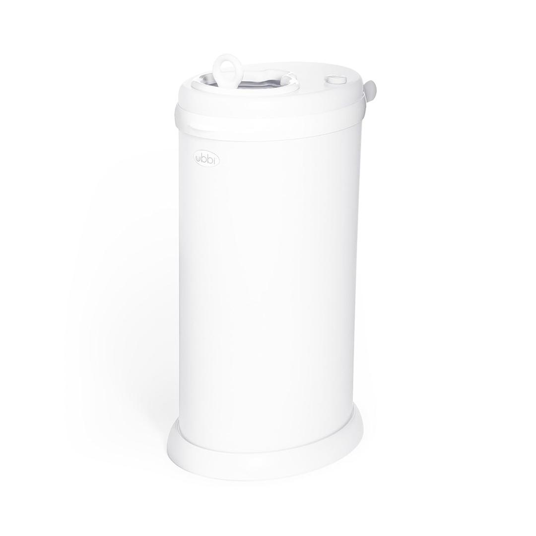 Ubbi Steel Diaper Pail, Odor Locking, No Special Bag Required, Award-Winning, Registry Must-Have, White
