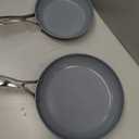 GreenPan Valencia Pro Ceramic Nonstick 8" 9.5" & 11" Fry Pan Skillet Set, Hard Anodized PFAS-Free, Induction Ready, Compatible on All Cooktops, Dishwasher Safe, Oven Safe to 600F, Gray