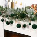 Waipfaru 38Pcs Velvet Ornaments for Christmas Tree Dark Green Flocked Christmas Ornaments Shatterproof Hanging Ball Set for Xmas Winter Holiday Decorations in 3 Sizes(Large Medium Small)