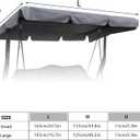 Outdoor Patio Swing Chair Canopy Replacement, 3 Seater Porch Swing Seat Canopy Cover, Waterproof Windproof Anti-UV Heavy Duty Rip Proof Garden Hammock Top Cover, Garden Furniture Covers (Grey, Large)