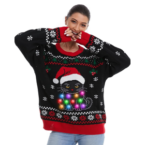 HSCTEK Light Up Women Knitted Christmas Sweater